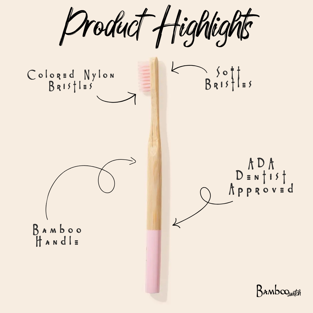 Bamboo Switch – Großhandel Zahnbürste – Erwachsenen Bambuszahnbürste | Rosa | Zahn Bestseller1