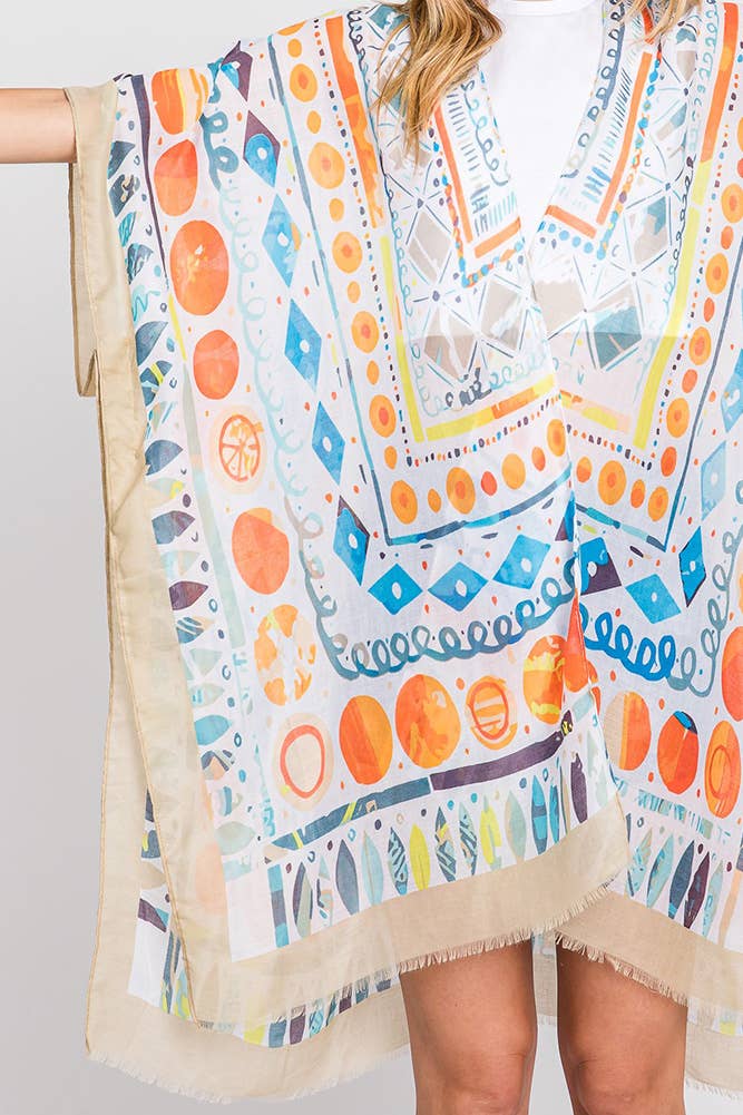 Hana - Wholesale Kimono - Women's - Watercolor Boho Geometric Print Summer Kimono27