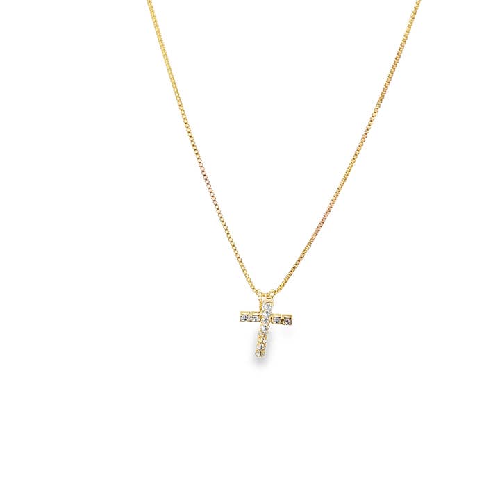 Collier Pendentif Croix Pavée CZ Minuscule (G101) pour la vente par MIA Jewelry
