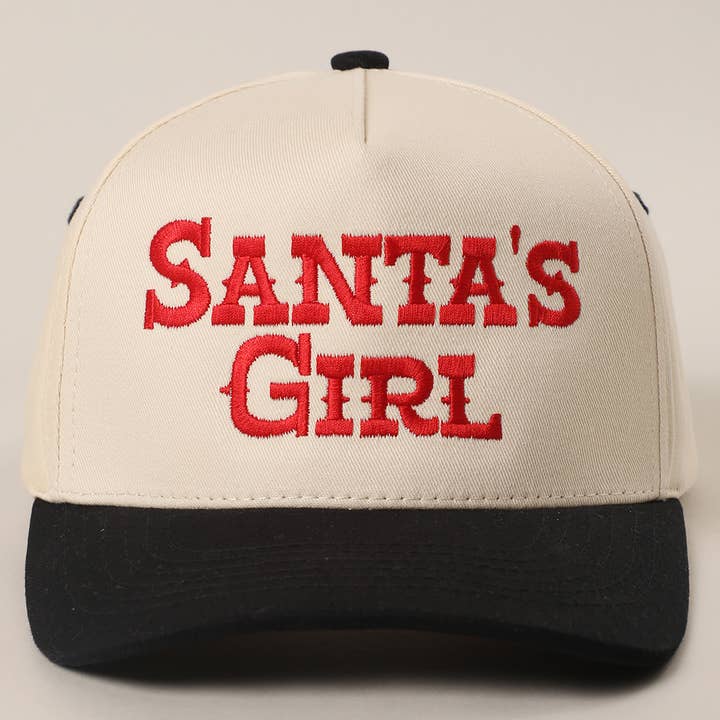 Fashion City - Wholesale Trucker Hat - Unisex - SANTA'S GIRL Embroidery Two-Tone Trucker Hat0