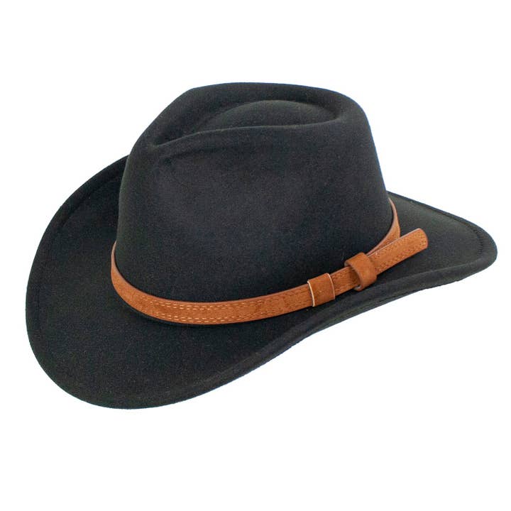Nature Checkout Inc - Wholesale Cowboy Hat - Unisex - Crusade Felt Leather Western Drifter Cowboy Hat