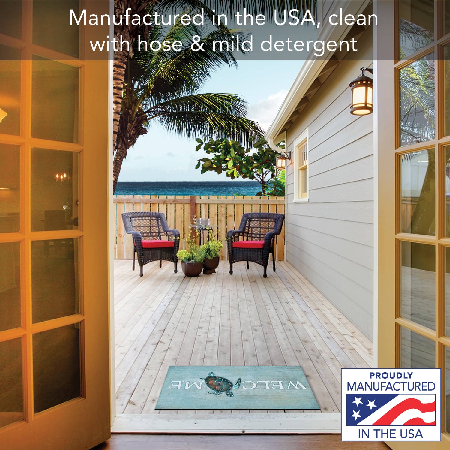 CounterArt/Highland Home/Thirstystone - Vente Paillasson - Tapis d'entrée intérieur/extérieur Sea Turtle Welcome1