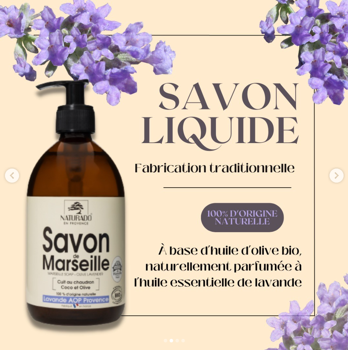 NATURADO EN PROVENCE - Wholesale Body Wash/Shower Gel - Marseille Liquid Soap - Lavender AOP Bio Ecocert 500 ml3