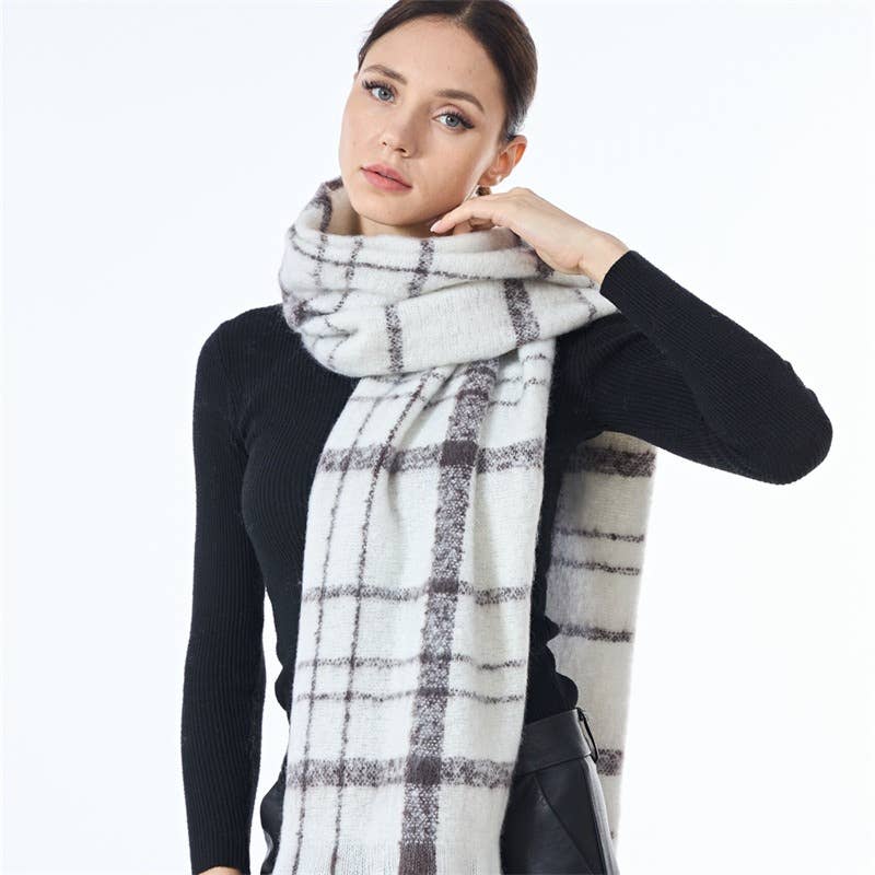Sweetkama - Wholesale Scarf - Women's - Unisex Color Block Plaid Everyday Scarf SKAS42000
