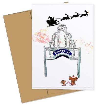 Johnnerdraws - Wholesale Christmas Card - SUNNYSIDE-BELIEVE :Holiday Greeting Card. Handmade
1