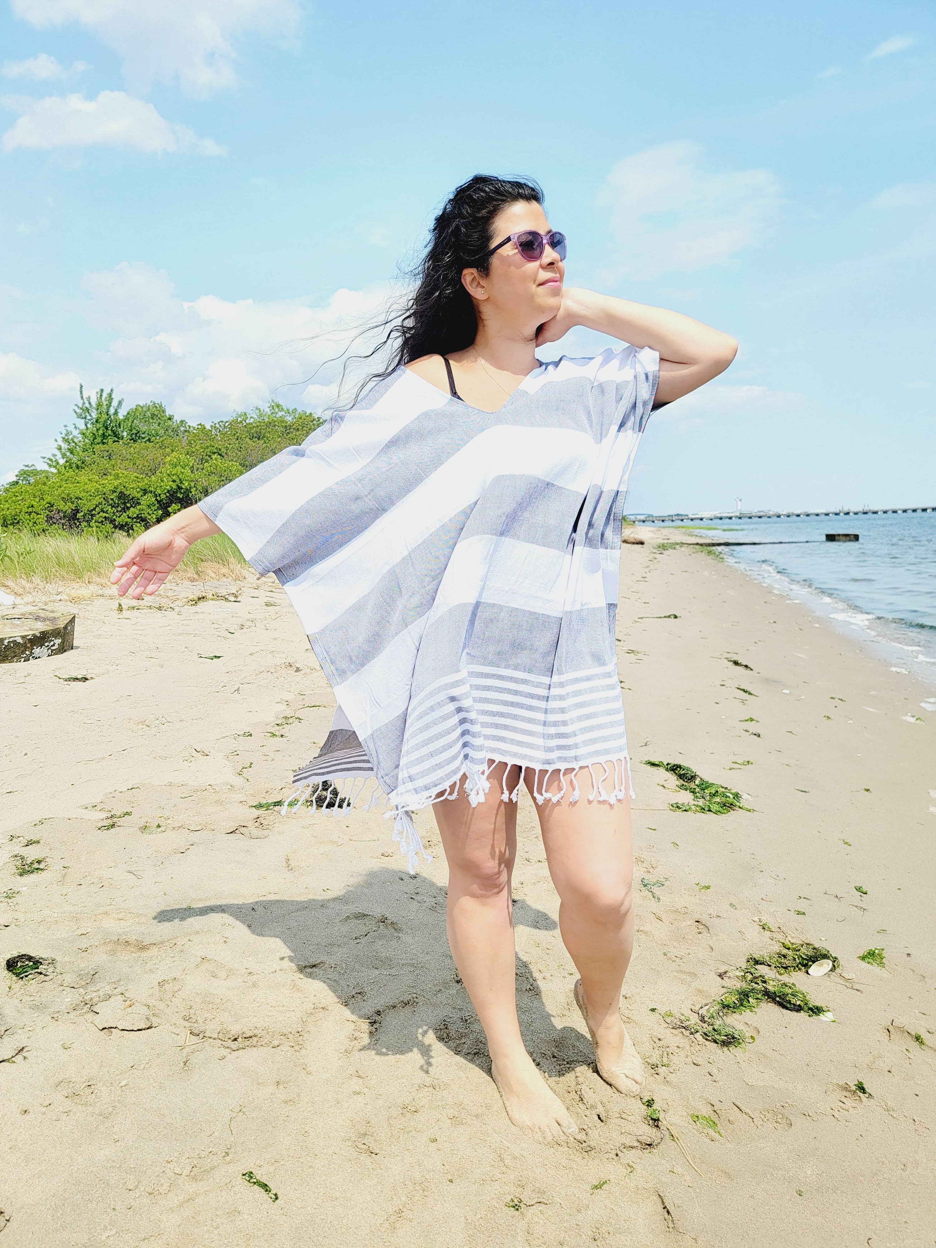 EBRU Home – Engroshandel Strandbadekåbe – Dame – Strand Cover-up, strand kjole, håndlavet kjole med kvast3