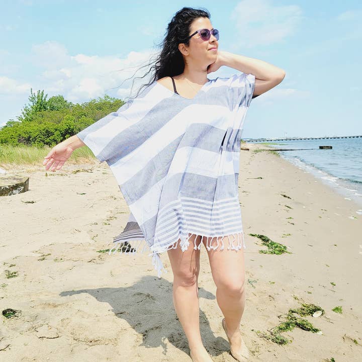 EBRU Home – Engroshandel Strandbadekåbe – Dame – Strand Cover-up, strand kjole, håndlavet kjole med kvast3