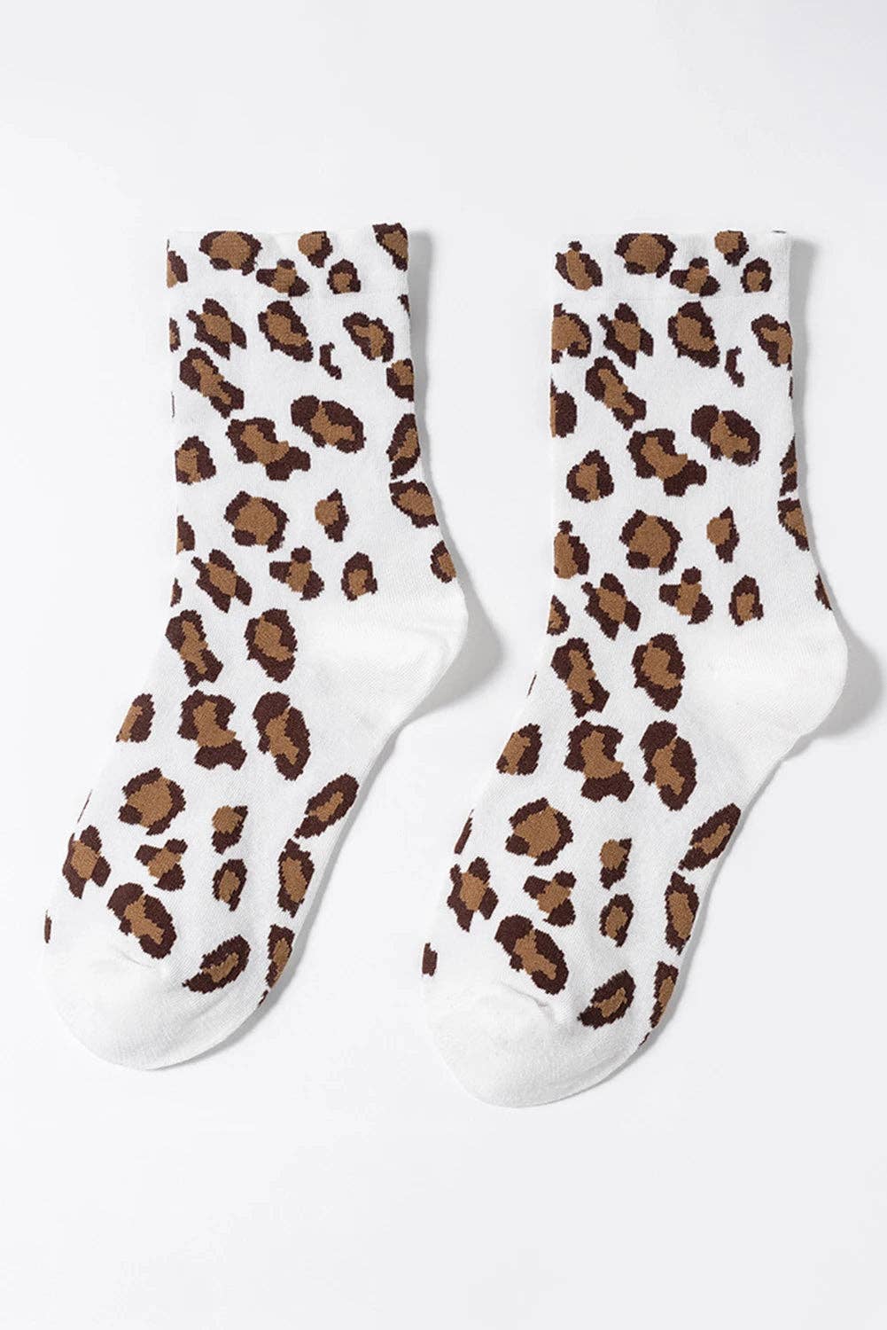 White Leopard Print Polyester Cotton Socks for wholesale on Faire3