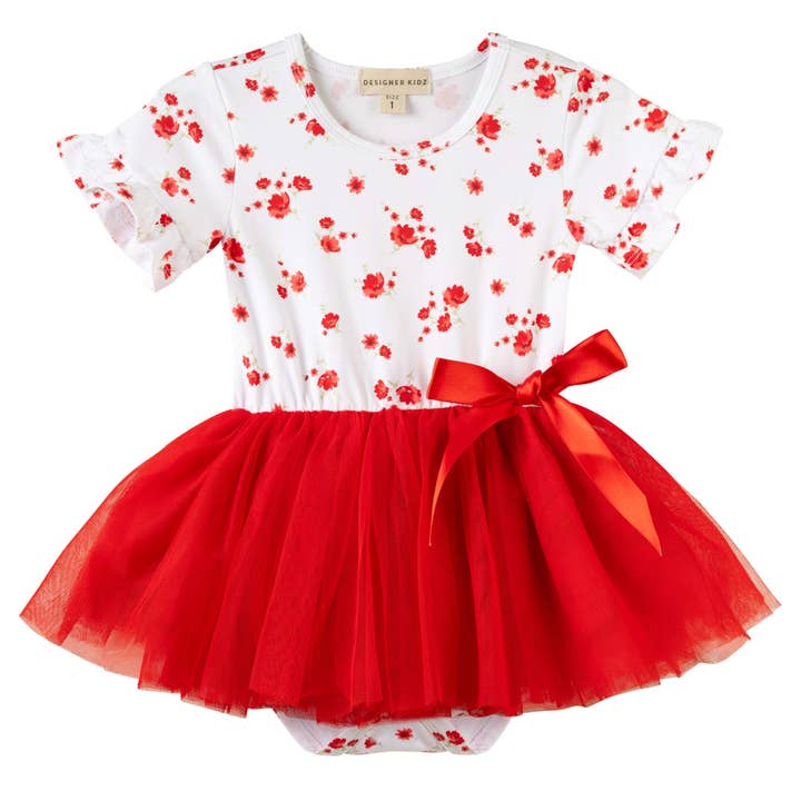 Alyssa Floral S/S Tutu Romper for wholesale by Designer Kidz