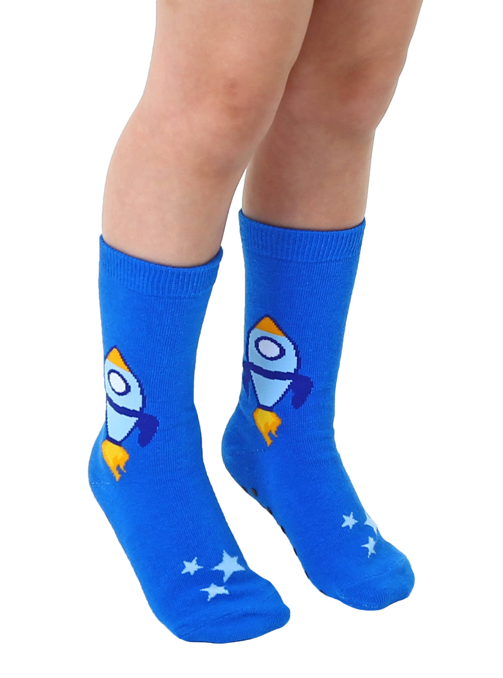 Living Royal - Wholesale Socks - Kids - 3D Packaged Crew Socks - Kids - Rocket Ship in Space - Blue3
