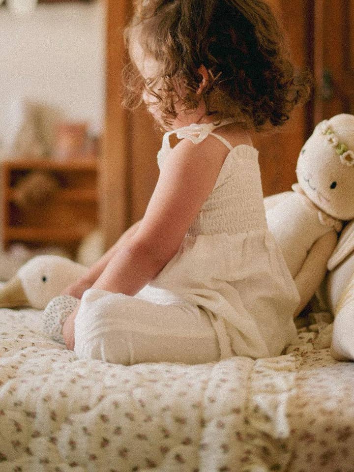 Lily | Swiss Dot Cotton Playsuit | Antique Ivory for wholesale by Lepela