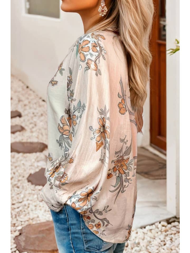 Apricot LDC Marigold Muse Floral Printed Button-Up Blouse for wholesale on Faire1