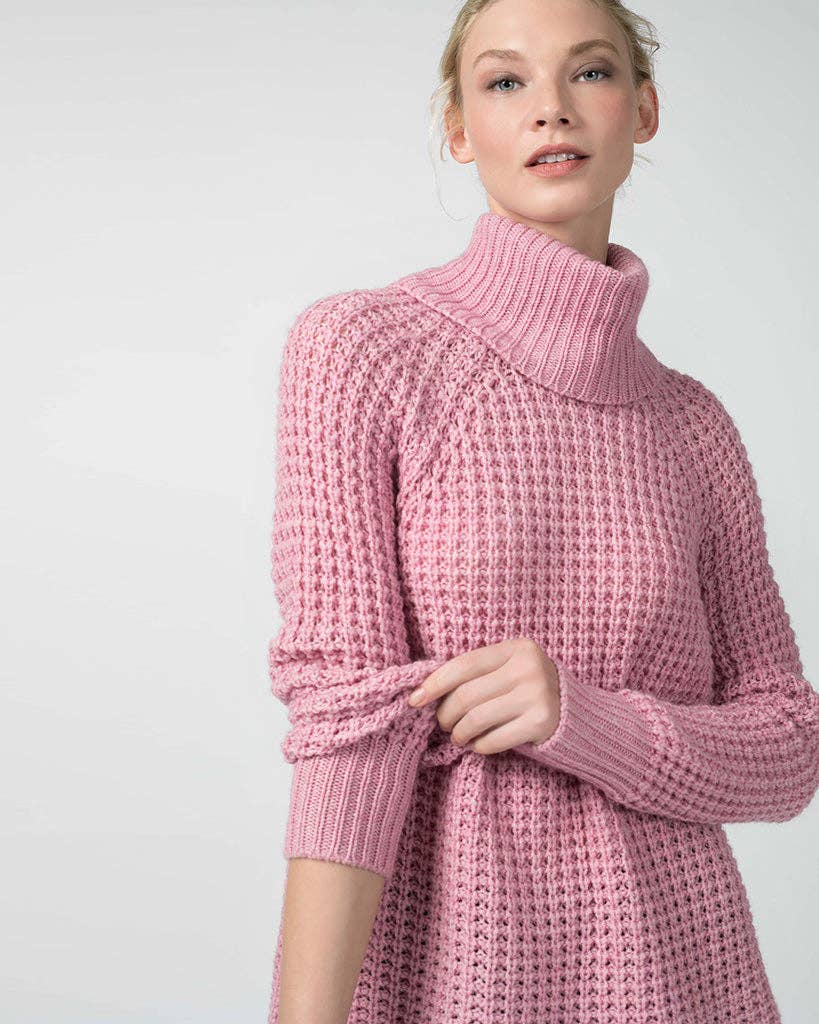 QUINN – Engroshandel Pullover - Dame – Cashmere vaffelstrik rullekrave2