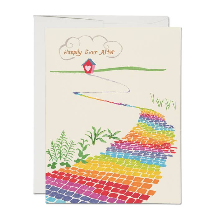 Red Cap Cards - Wholesale Wedding Card - Rainbow Brick Road wedding greeting card