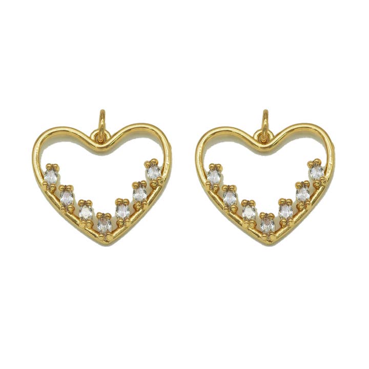 CZ Heart Frame Charm, Sku#LK641 for wholesale by BestBeads&Beyond