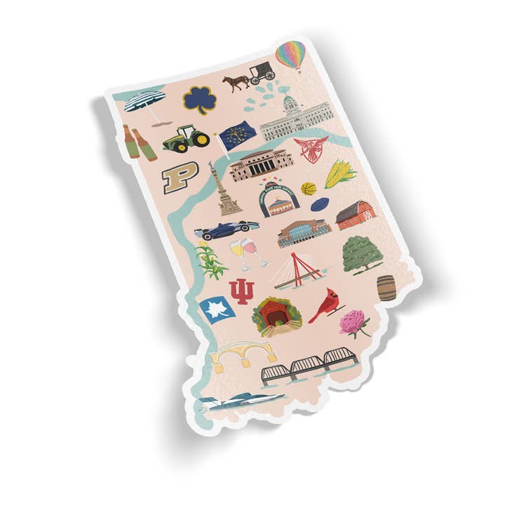 Cute Indiana State Illustrated Magnet for wholesale by VimAnnVigor