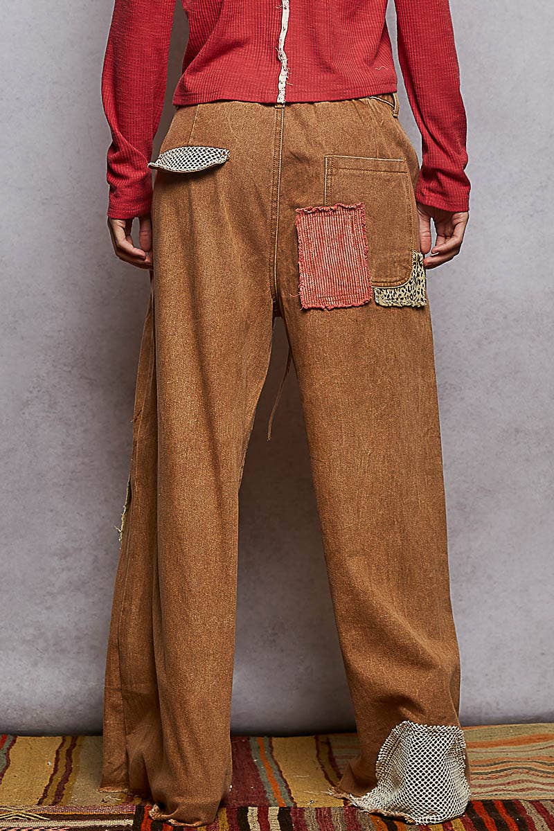 Pol Clothing - Wholesale Pants - Women's - Contrast floral twill front snap-button pants8