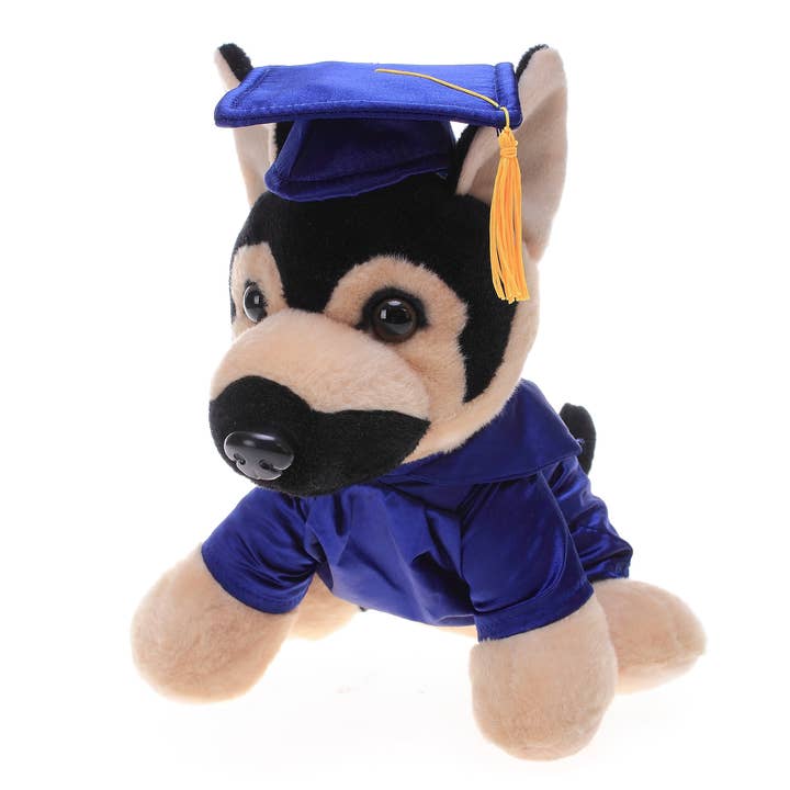 Plushland - Wholesale Stuffed/Plush Toy - Kids & Baby - Graduation Animals--German Shepard 11" with custom imprint