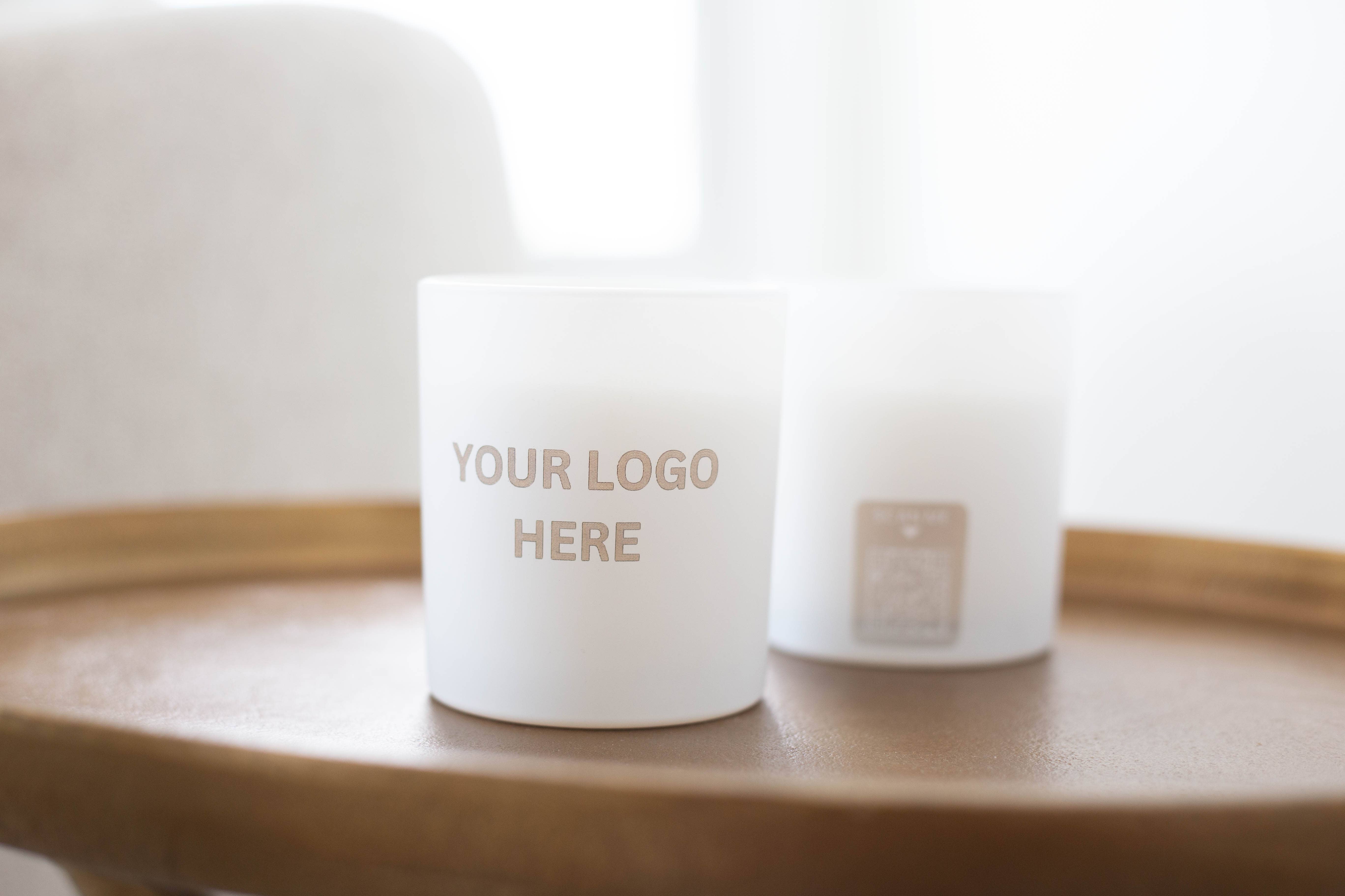 Wholesale Candles - Wholesale Jar/Filled Candle - 8 oz Custom Engraved White Candles | Best Seller Scents 5