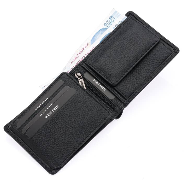 Portafoglio uomo Westpolo Cosmo in vera pelle - nero per la vendita all'ingrosso da parte di WESTPOLO