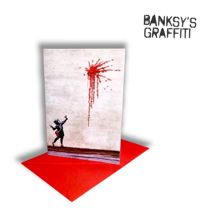 Tarjeta de felicitación Banksy - Catapult Roses para venta al por mayor de URBAN.ITY SRL