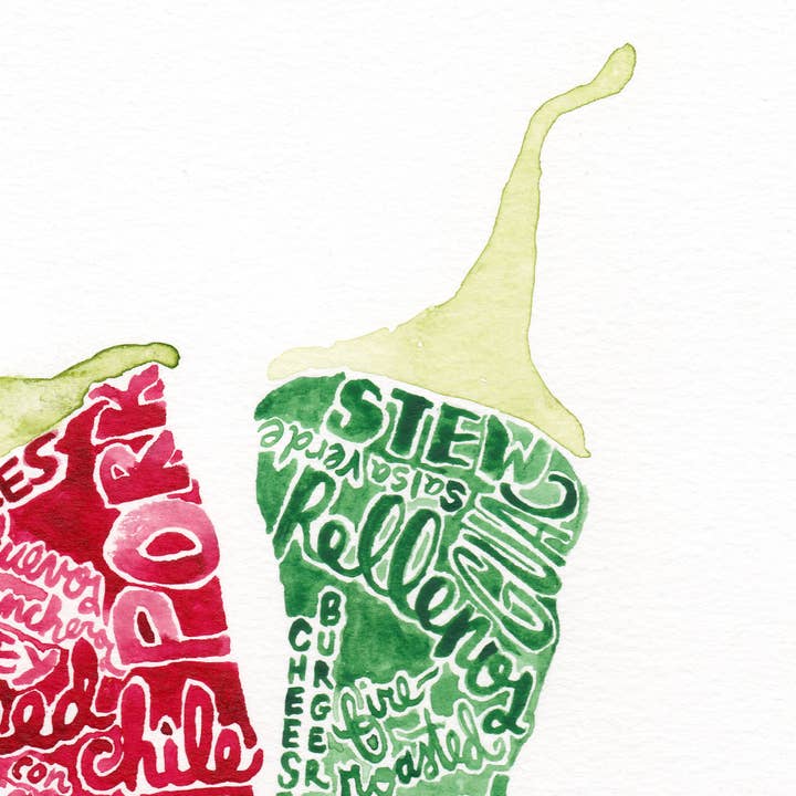 Red Chile Design Co - Vendita all'ingrosso Poster - Poster con Parole di Chile Rosso + Verde, 11x171