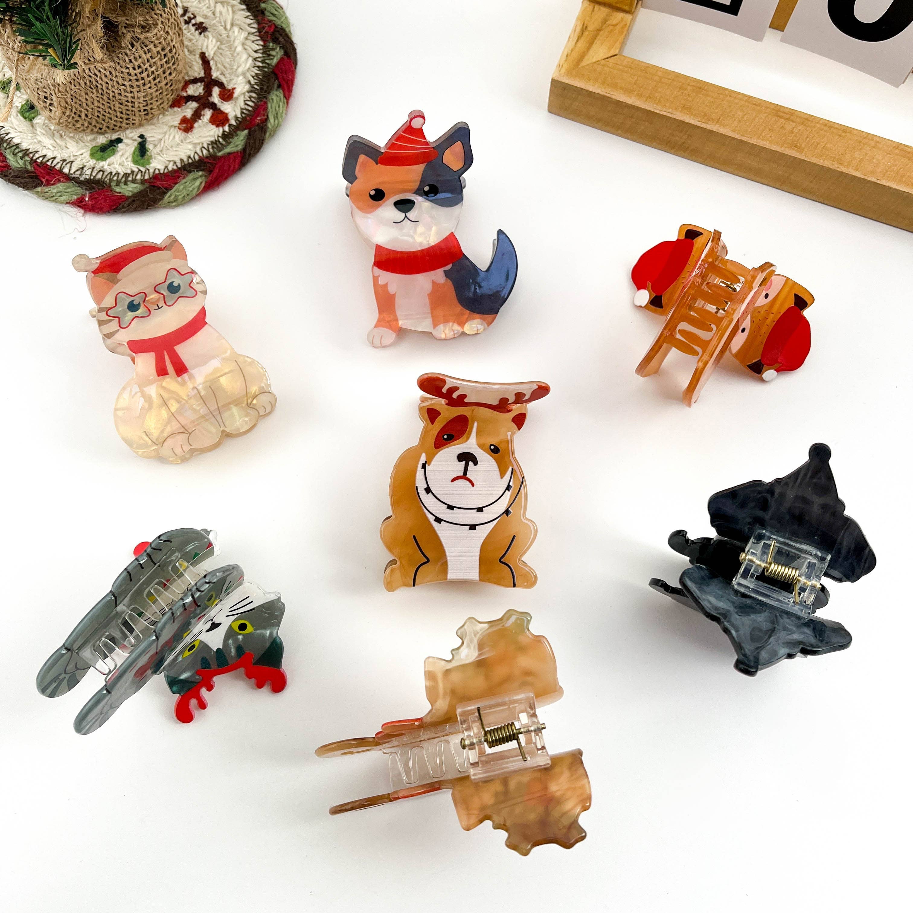 mildstyles - Wholesale Hair Clip - Women's - Winter Scarf Animal Acrylic Printed Christmas Hair Claw Clip10