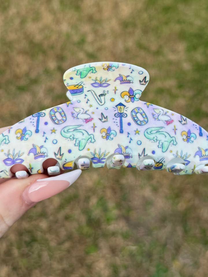 Nola Design Custom Mardi Gras Claw Clip for wholesale by La Luna Belle LLC