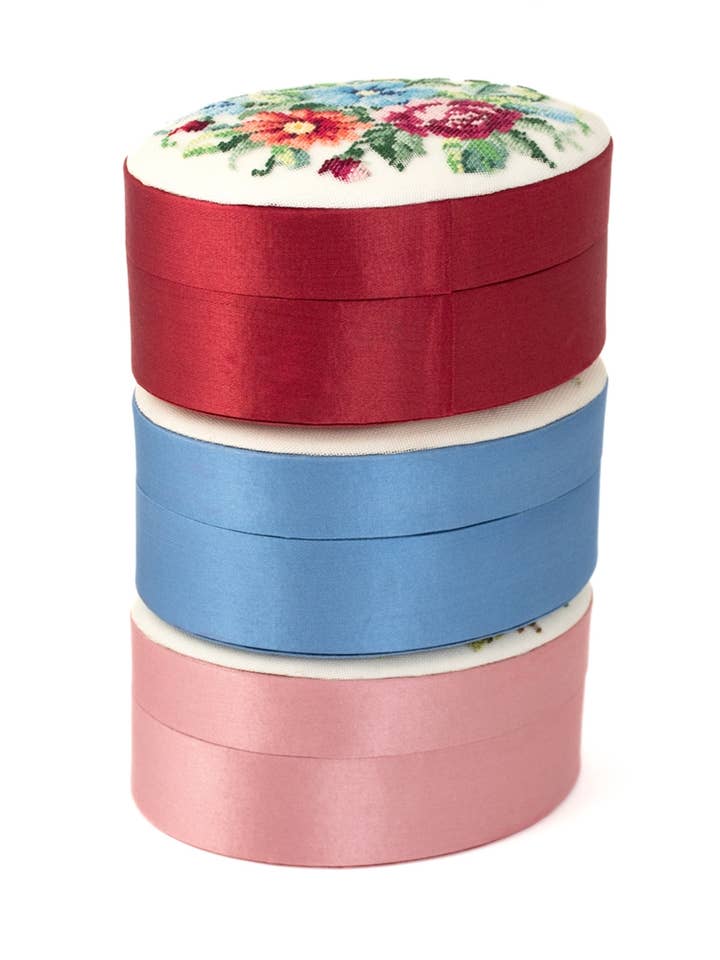 Oval French Petit Point Bouquet Box for wholesale by Value Arts