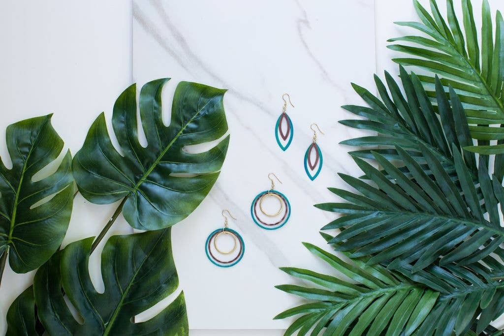 Matr Boomie Fair Trade - Wholesale Dangle Earrings - Vitana Cascading Hoops Earrings - Teal, Copper, Gold1