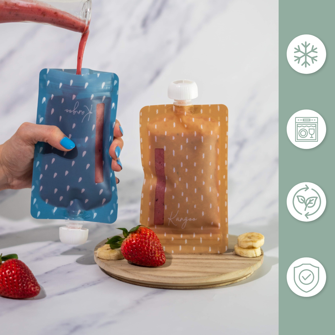 Kangoo et cie - Wholesale Food Storage Wrap/Bag - Reusable Baby Food Pouches – Refillable Squeeze Pouch (6x)2
