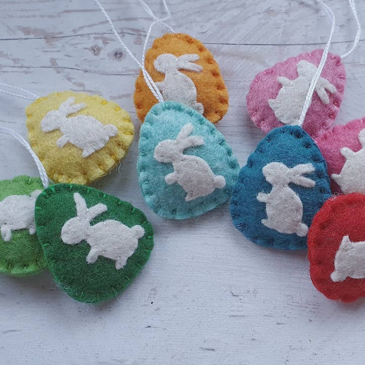 Grab a Coffee - Wholesale Ornament - Mini Easter egg ornaments with bunny - wool felt party supplies9