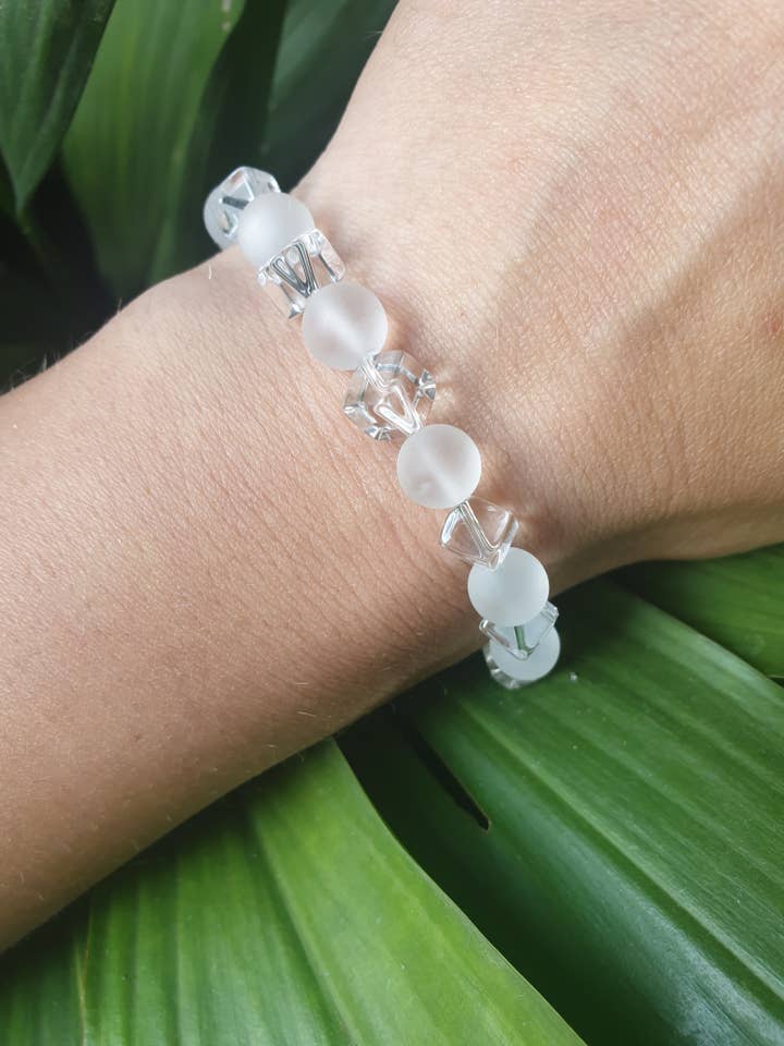 pulseira de pedra curativa cubos de cristal de rocha por atacado de Lapiseum