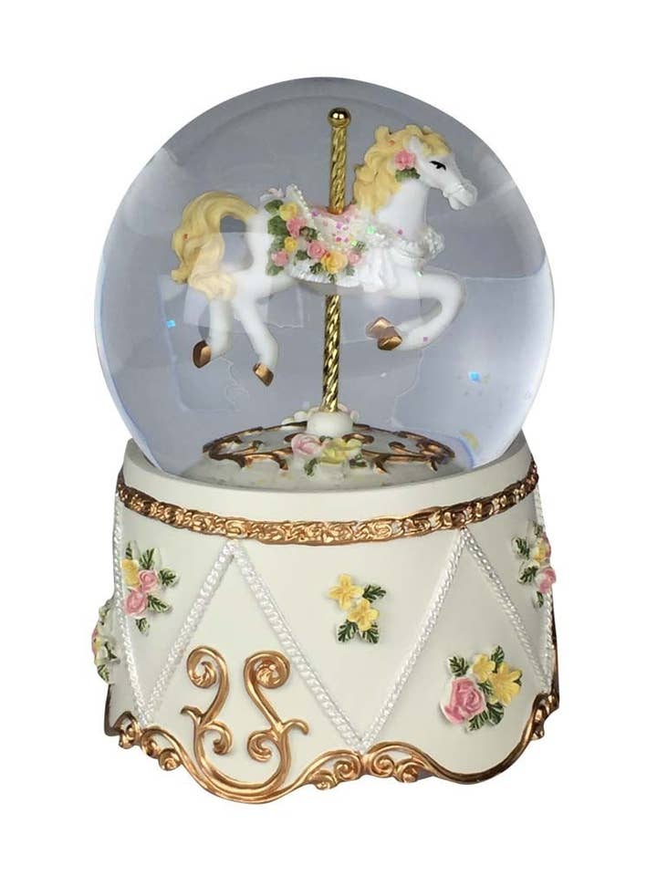 Glitter Globe - Horse Carousel for wholesale by Musicbox Kingdom
