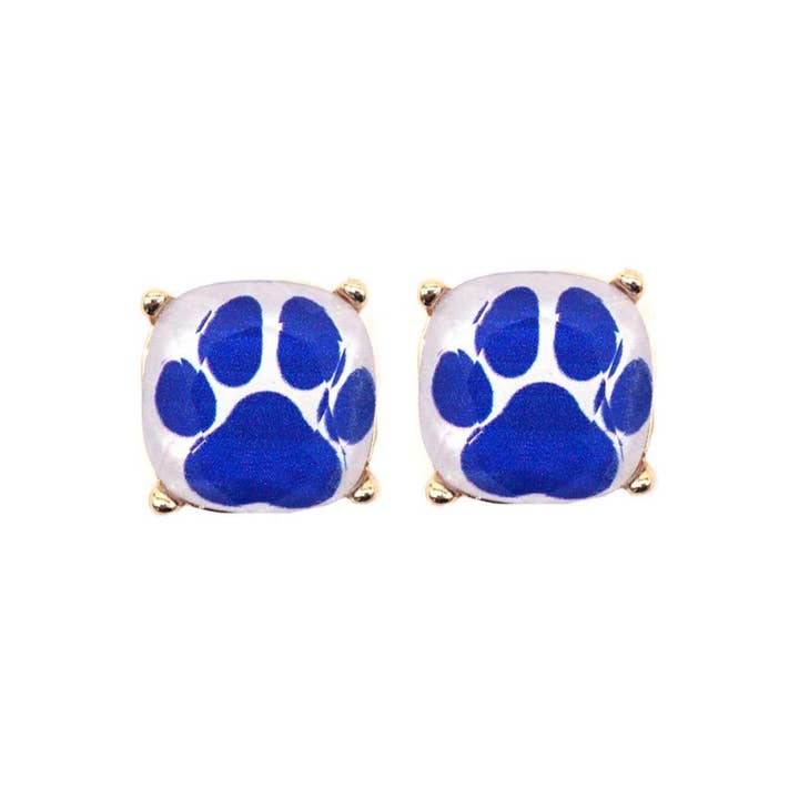 JHP Collection - Wholesale Stud/Post Earrings - DOG PAW PRINT CUSHION CUT EPOXY STUD EARRING13