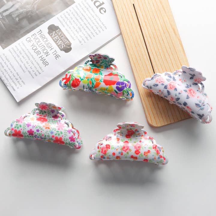 NINEXIS - Wholesale Hair Clip - Women's - CWAHA1419_ACETIC ACID PLANT FLOWERS IRREGULAR HAIR CLAW CLIP2