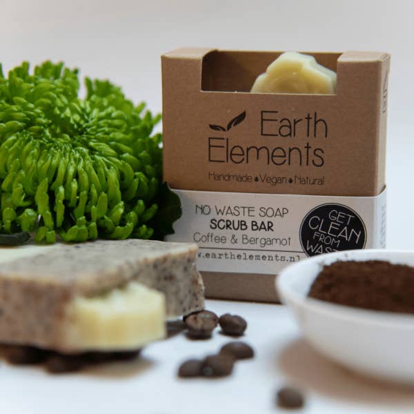 Earth Elements - Vente Pains de savon - Scrub Savon Bar Café Bergamote - Fabriqué avec des déchets de café3