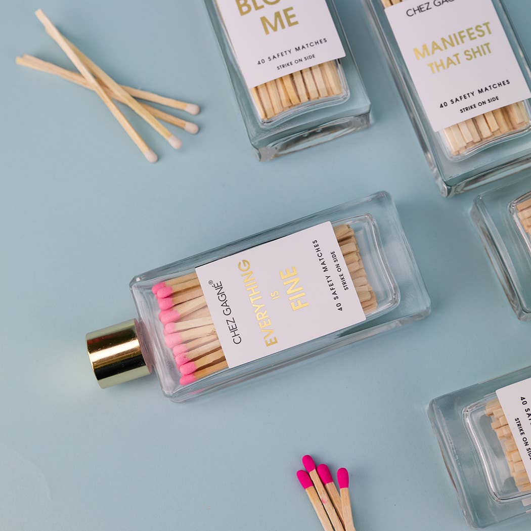 Chez Gagné - Wholesale Matches - Everything is Fine - Glass Bottle Safety Matches - Pink7