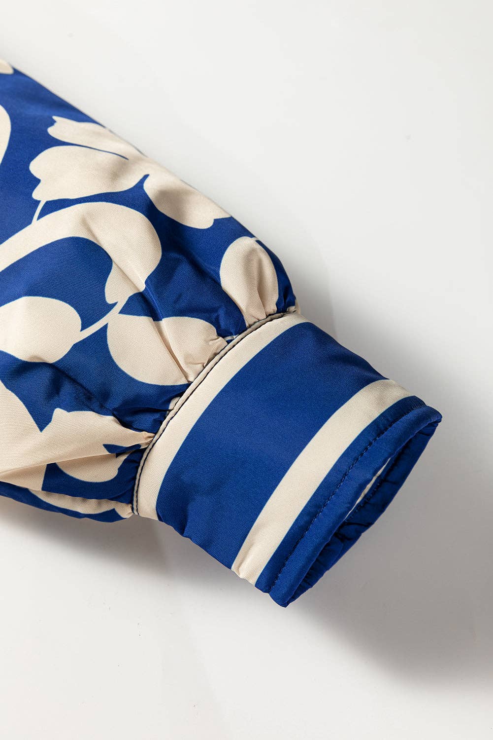 Blue Floral Open Front Buttoned Cuff Jacket for wholesale on Faire8