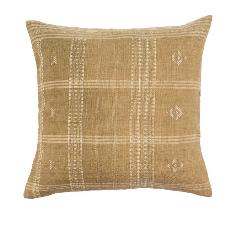 20x20 Bhujodi Wool Handloom Pillow, Beige for wholesale by INDABA HOME