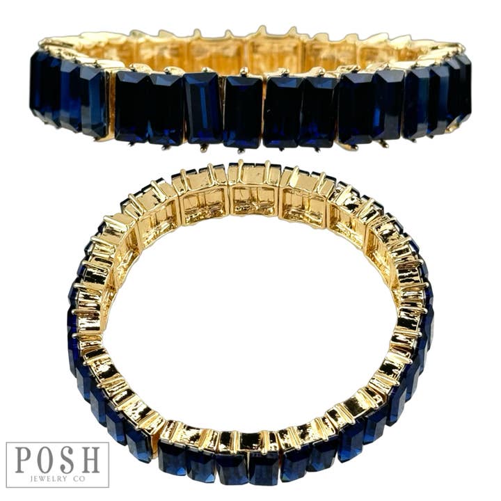 Double rectangle rhinestone bracelet for wholesale by Pink Panache Brands