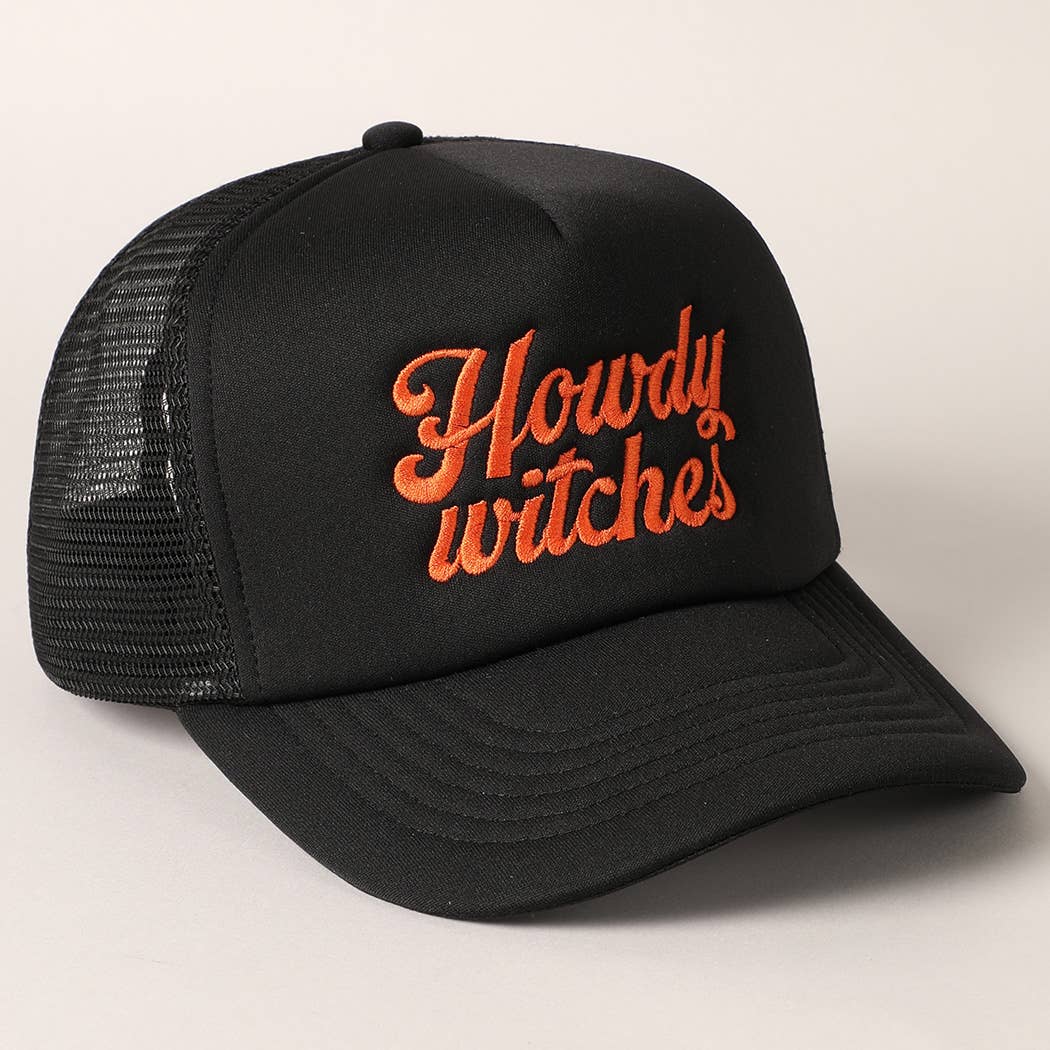 Fashion City - Wholesale Trucker Hat - Women's - Howdy Witches Embroidered Mesh Back Trucker Hat 5