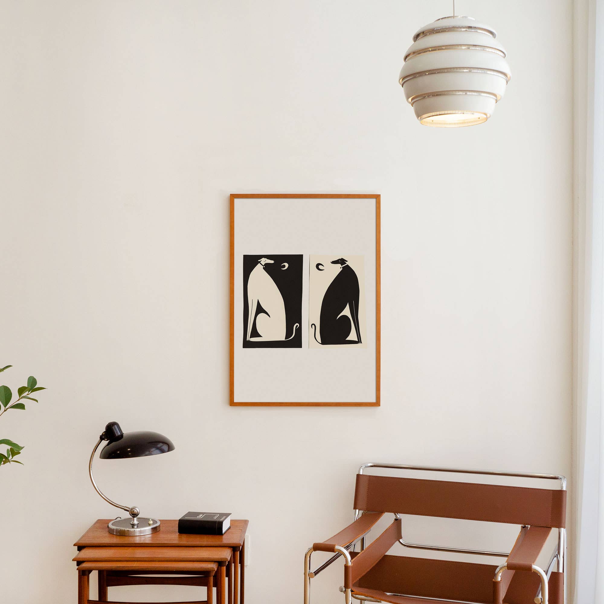 Little Black Cat Illustrated Goods - Wholesale Art Print - Negative / Positive Dogs Art Print | Monochrome | Whippets2