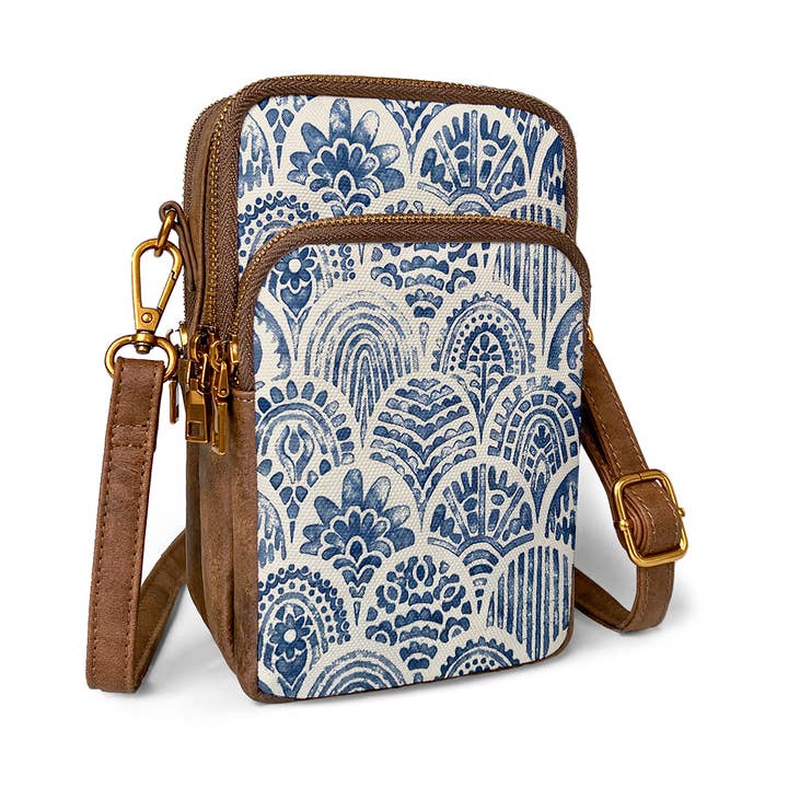 Indigo print mobiltelefon taske tilføjer chic boho stil for engroshandel hos ANNGOTI