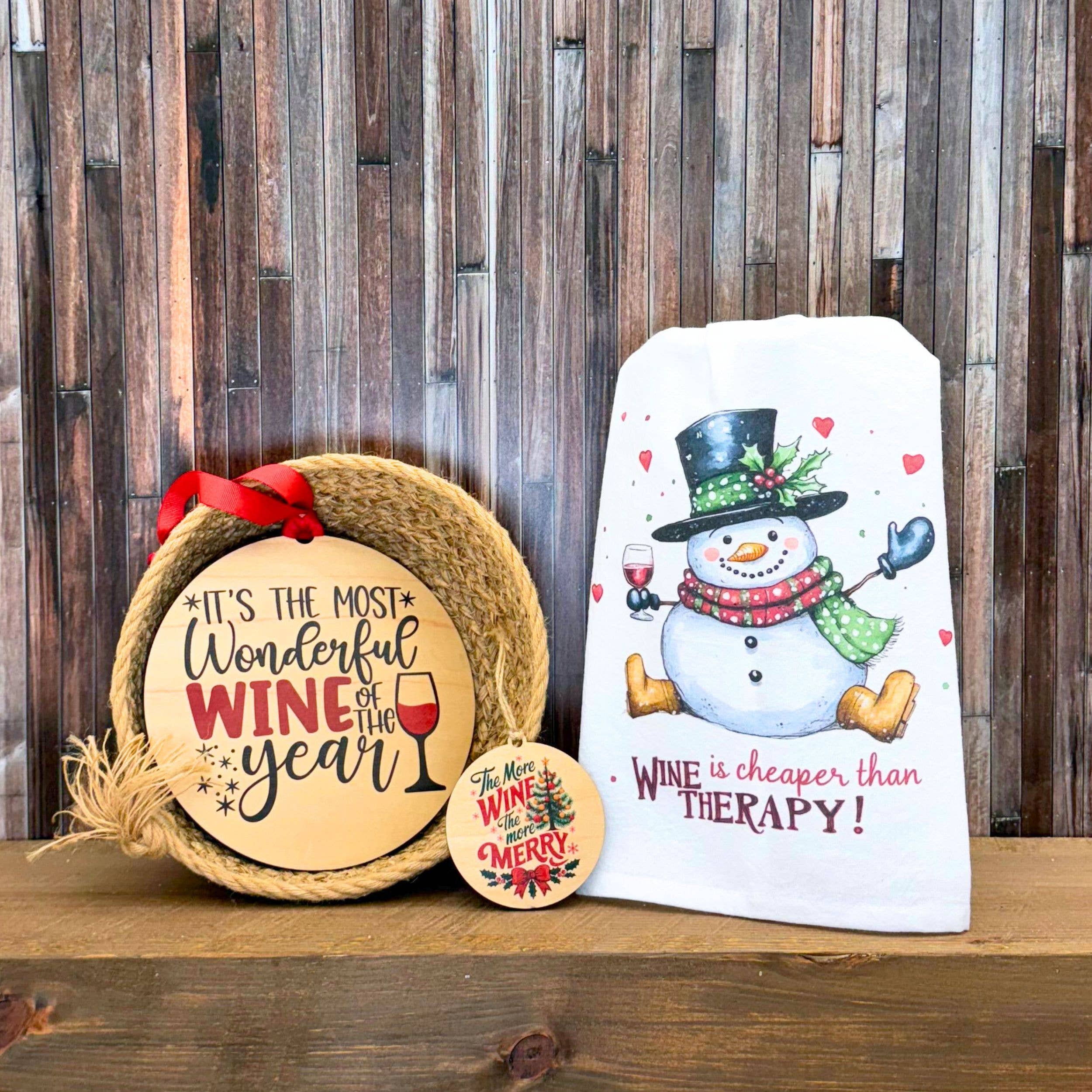 Driftless Studios - Wholesale Tea Towel - Wine Is Cheaper Than Christmas Tea Towels - 2025 Christmas2