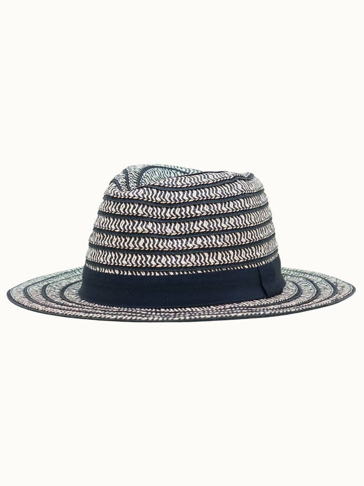 Striped Paper Straw Crushable Packable Fedora, Adjustable for wholesale by Olive & Pique
