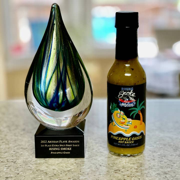 Rising Smoke Sauceworks – wholesale Hot sauce – 5 oz Pineapple Oasis Hot Sauce (half case - 6 bottles)