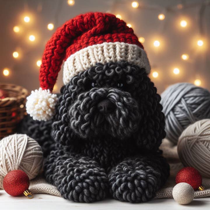 Single Luxury Black Cockapoo Christmas Card for wholesale by Two Woofs