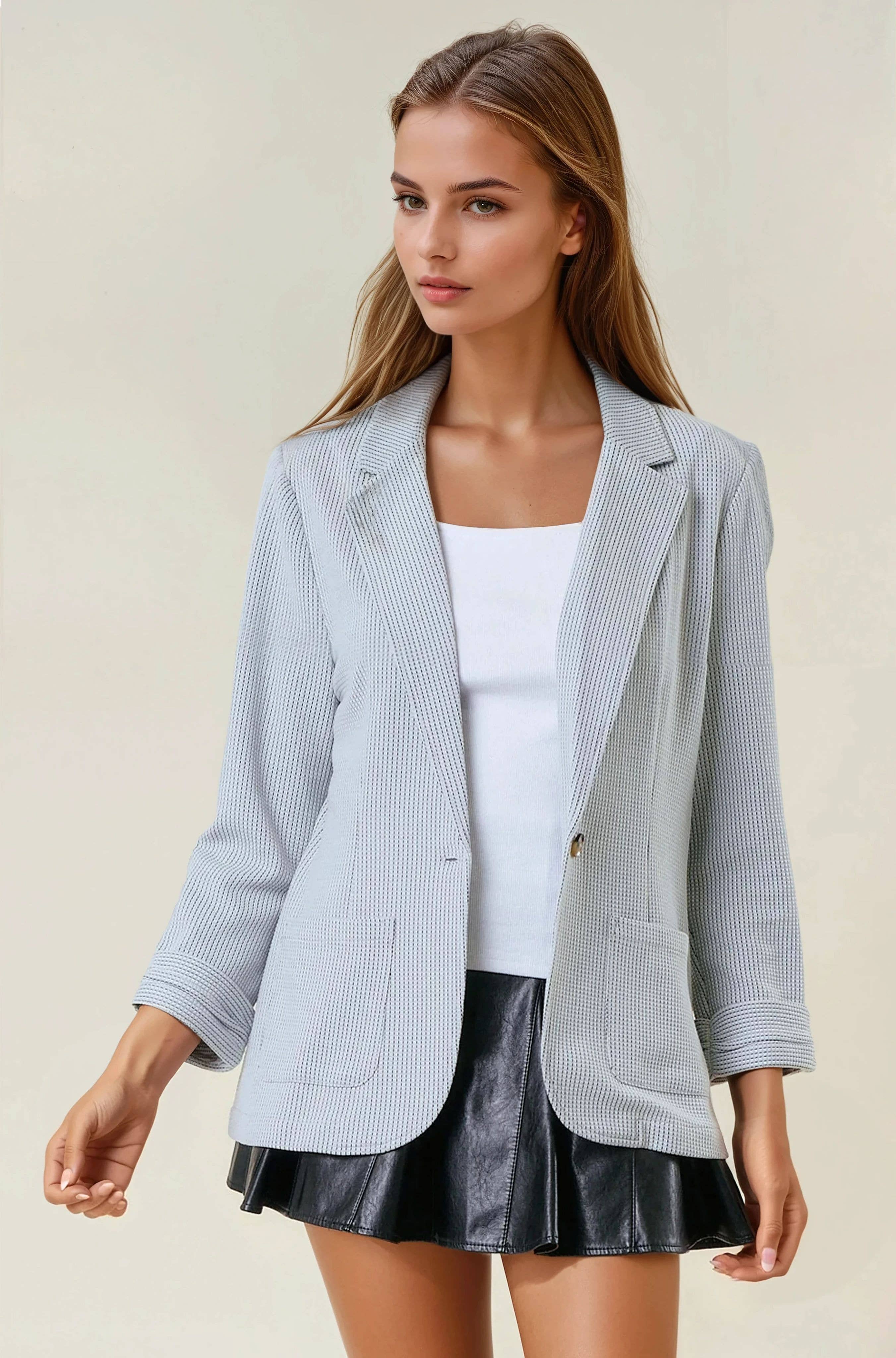 Doe and Rae - Vente Blazer – femme - Blazer texturé à manches froncées - 10150J1