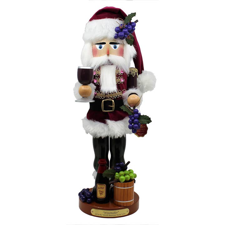 18.25"WINE MAKER SANTA NUTCRACKER for wholesale by Kurt S. Adler, Inc.